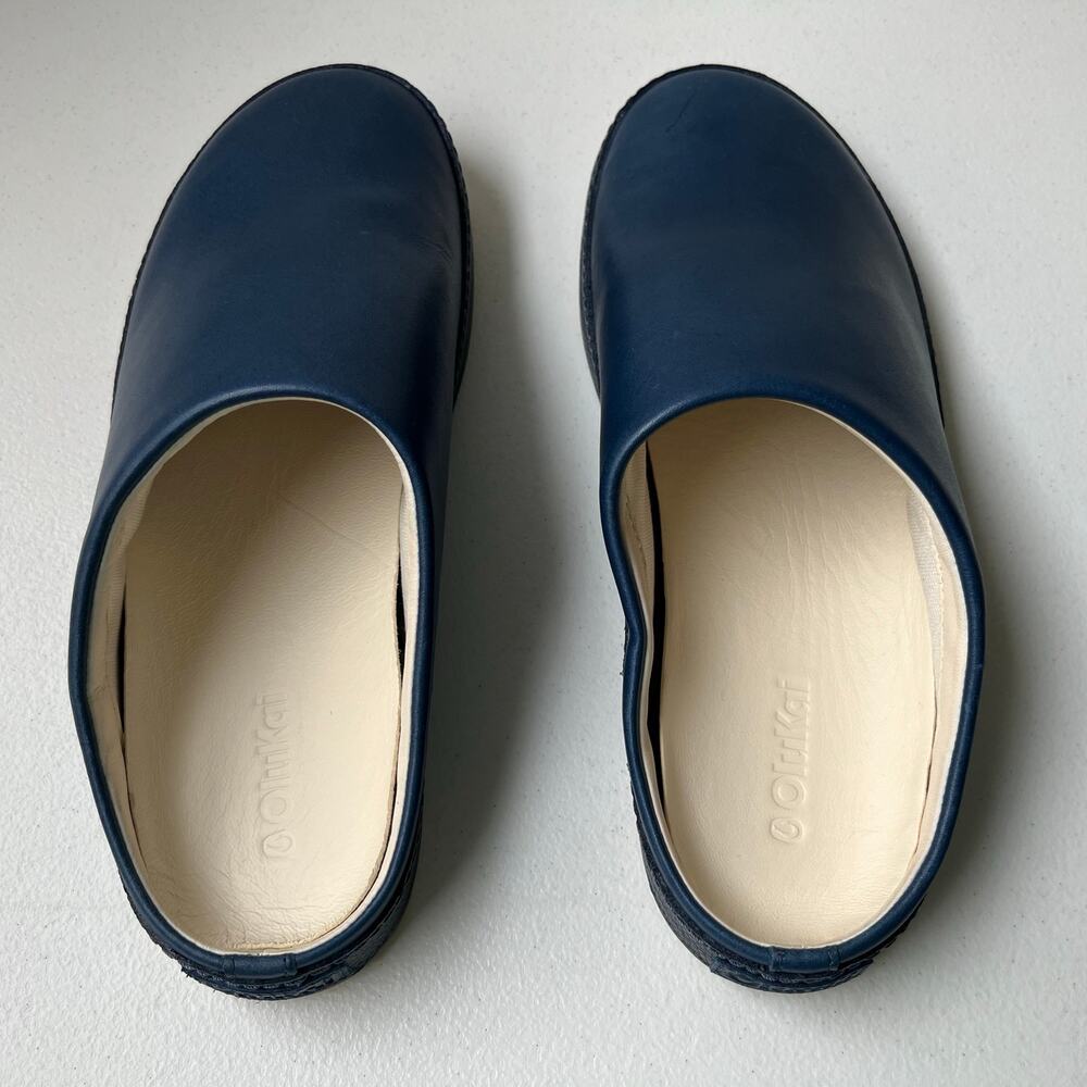 Olukai Hamani Leather Mules Men's Size 9 Blue Slip-On Comfort Minimalist NEW - Picture 13 of 13